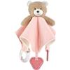 CREVENT Coperta di Sicurezza 3-in-1 per Bambini con Dentina & Sonaglio | Coperta di Sicurezza in Morbido Peluche con Testa di Animale da Mordere, Regalo di Compleanno - Orso Rosa