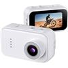 CashMuch Action Camera HD 1080P dal design compatto, obiettivo grandangolare da 130 gradi, schermo IPS da 1,47 pollici, per ciclismo, escursionismo, vlogging, avventure (bianco)