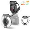 NEEWER RF1-N 76Ws Marco Ring Flash Compatibile con Nikon, Uscita 1-1/128, GN15, 5600K, Sinc delle Tendine Anteriori/Posteriori, Luce Flash TTL con Gel Colorati e Adattatori Lente per Fotografia Macro