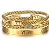 YADOCA 3 braccialetti in acciaio inossidabile per uomo con numeri romani braccialetto regolabile bracciale intrecciato braccialetto da uomo braccialetti di lusso gioielli regali oro/argento/nero, 7
