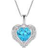 YL Collana Ali d'angelo Cuore Argento 925 con 12 Pietra Portafortuna Zirconia Cubica Pera Ciondolo per Donna Mamma