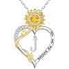Turandoss Collana in argento con lettere - Ciondolo a forma di girasole in oro 16 carati, regalo di San Valentino per donne e ragazze, Rame