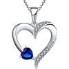 YL Collana cuore Argento 925 tagliato Settembre Pietra portafortuna Spinello Blu Collana con Ciondolo a Doppio Cuore per Donna, 45-48 cm