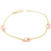 Monde Petit Bracciale Ragazza Oro Giallo 9K Smalto Elefante Rosa-Bianco Brillante 14 cm - Certificato di garanzia - 1427
