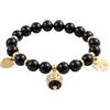 Generico Bracciale Donna Onice Nero con Pendenti in Acciaio Dorato