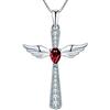 YL Collana Croce Ala d'Angelo 925 Argento 12 Pietra portafortuna Zirconia cubica Ciondolo Angelo Custode per Donna,Catena 45+3CM