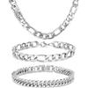 Aospkle Set di 3 collane ro, braccialetti cubani in acciaio inossidabile 316L, in acciaio inossidabile 316L, con biglietto regalo da 8 mm, 7/8/9 pollici