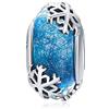 Yashuo Ciondolo in vetro di Murano e argento Sterling per braccialetti Pandora e Argento, colore: Ciondoli a forma di fiocco di neve blu., cod. .