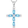 YL Collana Croce Argento 925 con 12 Pietra portafortuna Zirconia Cubica Regali con ciondolo crocifisso per donne mamma, 45-48 CM