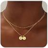 Turandoss Regalo per la festa della mamma per mamma, bambini, delicata collana placcata oro 14 K a strati con due lettere dalla A alla Z, collana alla moda per compleanno, amicizia, festa della mamma