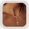 Dochais Collana con Croce da Donna, Collana in Oro 14K, Delicata Collana con Pendente a Croce Infinito, Girocollo Semplice e Alla Moda Collane Minimaliste in Oro e Argento