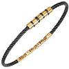 Breil, Collezione Loop, Bracciale Uomo in Acciaio, Design Contemporaneo, Sottili Cavetti in Acciaio Colorato, Tag con Linee Pulite e Minimal, Pratica Chiusura Regolabile 17.5-20.3 cm, Color Nero-Gold