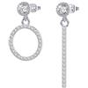 Bellitia Jewelry Orecchini Pendenti Zirconi a Cerchio per Donna Ragazze Orecchini Asimmetrici con Ciondolo a Forma di Barra & Circolo in Argento Sterling 925