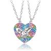 Pwsap 2PCS Collana Delle Sorelle Ciondolo Cuore, Bff Collane con Strass Colorati, Big Sis Little Sis Best Friends Collane Magnete, San Valentino Amicizia Gioielli Regali per Bambini Ragazze Sorelle Amici