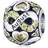 ShiYu Agosto Birthstone Charms per Pandora Bracciale in argento Sterling 925 Amore Cuore Charms Bead, regali di compleanno per le donne