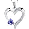 YL Collana cuore Argento 925 tagliato Dicembre Pietra portafortuna Tanzanite Collana con Ciondolo a Doppio Cuore per Donna, 45-48 cm