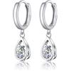 SLUYNZ Orecchini a cerchio in argento Sterling CZ per donne e adolescenti - scintillante goccia a goccia Huggie con diamanti simulati