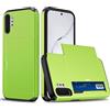 FERLAN Compatibile con Cover Portafoglio per Samsung Galaxy Note 10 Plus,con Porta Carte,TPU Bumper Silicone Slot Nascosto Scorrevole (Verde)
