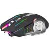 Wowssyo Mouse senza fili, illuminazione RGB, tasto laterale wireless, mouse ergonomico Bluetooth 1200-2400-3600 DPI, mouse wireless wireless per PC, laptop, computer, nero