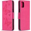 AIFILLE Custodia Portafoglio Compatibile con LG K42 (2020) 6.6 Pollici Cover a Libro in Pelle PU e Silicone TPU Rigida Supporto Antiurto Protettivo Trama di Farfalla Rosa Brillante