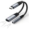 KINPEE Adattatore USB C Jack 3.5mm, 2 in 1 Adattatore Cuffie USB C adattatore | Aux USBC Supporta PD 60W Ricarica Rapida per iPhone 17/16/15 Pro Max Plus, Samsung, iPad, Hua-wei, Pixel, Xiaomi, OnePlus