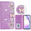 BLOTECH Custodia Diamante per Oppo A94 5G 3D Bling Bling Glitter Brillantini Brillante Porpora Custodia Case Libro Leather Flip Protettiva Portafoglio, ID Slot per Scheda, Cover per Oppo A94 5G