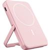 Fresh 'n Rebel Powerbank Magnetico Senza Fili 5000mAh, compatibile con MagSafe, Ricarica Rapida PD 20W, porta USB-C (in/Out), per iPhone 17/16/15/14/13/12, Portatile, con Supporto (Pastel Pink)