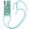 SNCLET Custodia per Samsung Galaxy A26 5G con Cordino Glitter Sabbie Mobili Liquido Custodia Cordino a Tracolla Cordino Regolabile Lanyard Sottile Morbido Silicone Custodia per Samsung A26 5G,Verde