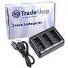 Trade-Shop Caricatore a 3 vie per batterie agli ioni di litio come SPCC1B, ACBAT-001 per fotocamera digitale GoPro Max 360° - sostituisce BC-GP7C / stazione di ricarica