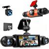 NHOPEEW Dash Cam a 4 Canali con Telecamera Anteriore e Posteriore per Auto | Telecamera Anteriore 1080P, Telecamere Sinistra, Registrazione a 360°, Registrazione in Loop, Monitoraggio Parcheggio 24 Ore