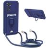 BGHHEU Cover con Cordino per Xiaomi Redmi Note 11/Redmi Note 11S 4G,Custodia con Collana Collo Silicone Antiurto Case,Protezione Fotocamera Slot Carte 360° Anello Supporto,Silicone Case,Blu