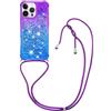 GoodcAcy Cover Compatibile con Google Pixel 7a con Cordino, Trasparente Glitter Liquido Antiurto Brillantini Tracolla Custodia, Silicone Bumper Protettivo Case,Viola blu