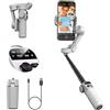 AOCHUAN Smart X2 Gimbal Stabilizzatore per iPhone, Asta di prolunga integrata da 20 cm, Gimbal portatile a 3 assi, Treppiede pieghevole Follow Focus con schermo OLED, Registrazione video, Bianco