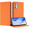 GoodcAcy Cover per Samsung Galaxy M52 5G, Custodia Flip Pelle Leather Portafoglio Magnetica Libro [Slot Schede], Silicone TPU Bumper Wallet Supporto Cover, Antiurto [Kickstand] (arancione)