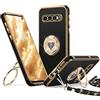 XYZ Cover per Samsung Galaxy S10 con Cordino, Nero | Custodia con Doppio Anello a Forma di Cuore e Supporto - Custodia Protettiva Lussuosa per Ragazze e Donne