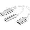 Generisch Adattatore audio USB di tipo C due in uno, con presa di ricarica combinata, jack per cuffie da 35 mm, per smartphone, tablet, notebook, accessorio compatto per ricarica simultanea e ascolto della
