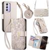 LIAOCY A Tracolla Custodia Per Vivo V40 SE, Cover Con Portafoglio Porta Carte E Scocca Interna In TPU, Antiurto E Antigraffio Con Supporto, White.