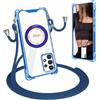 GoodcAcy Magnetica Trasparente Cover con cordino per Samsung Galaxy A53,Compatibile con MagSafe - Custodia con Laccio Collana Tracolla Regolabile catena Case,con Cordino e 360° Anello Supporto,blu