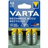 VARTA Pile Ricaricabile Stilo AA Recycled 56816101404. 11% di materiale riciclato bassa autoscarica Ni-MH, batterie precaricate. 4 Pile - 2100 mAh