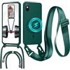 GoodcAcy Cover Magnetica Silicone per iPhone X/iPhone XS con Cordino,Verde | custodia Compatibile con MagSafe,Custodia con Laccio Collana Tracolla Collo Sottile TPU Antiurto Protettiva Case con Corda