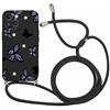 Foonary Cover con Cordino per iPhone 15 6,1, Custodia con Aesthetic Motivo Regolabile Laccio Collana Tracolla, Sottile Morbido Silicone Antiurto AntiGraffio Protezione Bumper Phone Case, Farfalla02