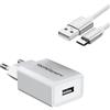 TechExpert Kit Caricatore bianco compatibile con Samsung Galaxy Tab 3 Galaxy Tab 4 Galaxy Tab Pro 10.1 T520 Galaxy Tab S e tutte le tavolette con porta micro USB 2.0
