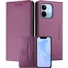 MOJIA Custodia per Xiaomi Redmi Note 17 Pro 5G, Resistente a Cadute e Graffi, Alta Qualità PU Pelle Stile Portafoglio Cover Folio con Chiusura Magnetica. Dark Purple