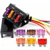 Gebildet 32V 40A 4 Vie Scatola Portafusibili Standard con Filo, 6.3mm Portafusibile a Lama, 2 Ingresso 4 Esportazione, Blocco con 10pcs Fusibili Lama Liberi, per Trike Marine Barca Auto
