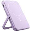 Fresh 'n Rebel Powerbank Magnetico Senza Fili 5000mAh, compatibile con MagSafe, Ricarica Rapida PD 20W, porta USB-C (in/Out), per iPhone 17/16/15/14/13/12, Portatile, con Supporto (Dreamy Lilac 2)
