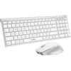 SEENDA COE401 Tastiera Bluetooth con Mouse Metallo 3 Dispositivi QWERTZ Bianco