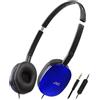 JVC HA-S160M-A - Cuffie pieghevoli e compatte in colore lucido, con interruttore per microfono on/off, ideali per telelavoro e seminari online (blu)