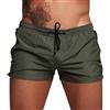 SimidunEUR Costume da Bagno, Uomo Pantaloncini Sportivi Asciugatura Rapida Pantaloni Corti da Corsa Calzoncini da Surf sulla Spiaggia con Fodera in Mesh e Tasche,Verde Militare,XS