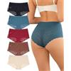 Levao Mutande da donna senza cuciture, boxer da donna, nero + nude + blu fumo + bordeaux + caramello, XL