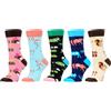 WeciBor 5 Paia Divertente Colorato Fantasia Donna Calze Modello Arte Casual in Cotone Calzini